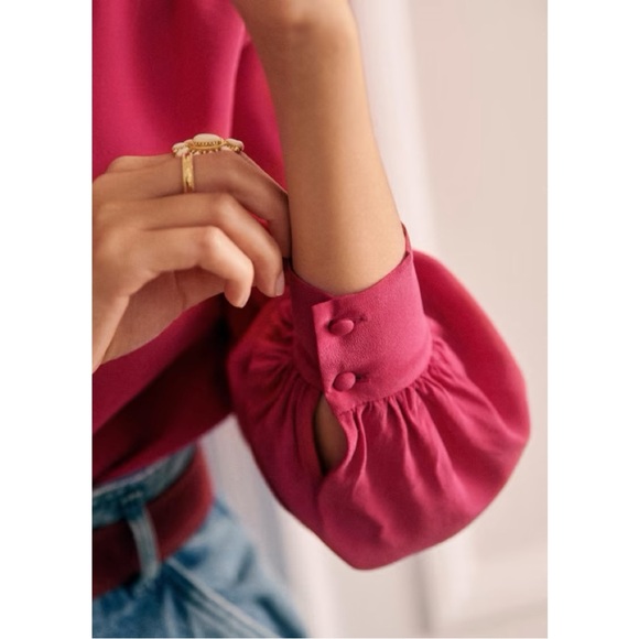 NWT Sézane Silk Blouse in Magenta size 6 - Picture 5 of 6